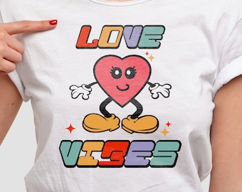 Love vibes svg cut file, Love vibes Png, Valentine's day svg, Retro Valentine sublimation, Valentines t shirt design, Instant download