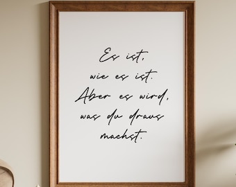 Es ist, wie es ist | Minimalistisches Wandbild, Motivation | Stoizismus, Modernes Zitat für Home Office & Büro