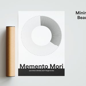 Nuevo y minimalista póster digital imprimible de Memento Mori, semanas de la vida, calendario estoico.