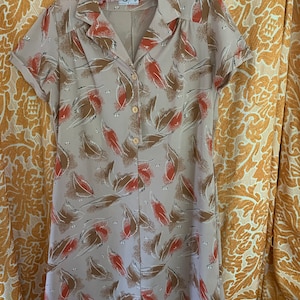 Autumnal print button up collared mini dress Tunic