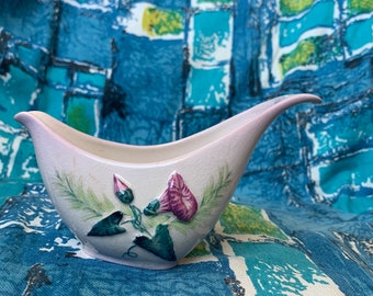Carlton Ware hand painted ceramic gravy boat jug with flower and feather design