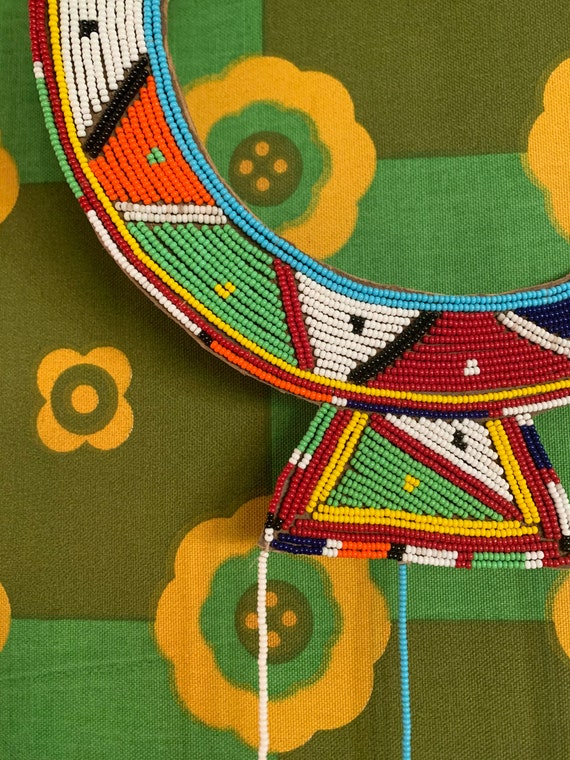 Hand beaded Maasai collar statement necklace - image 4