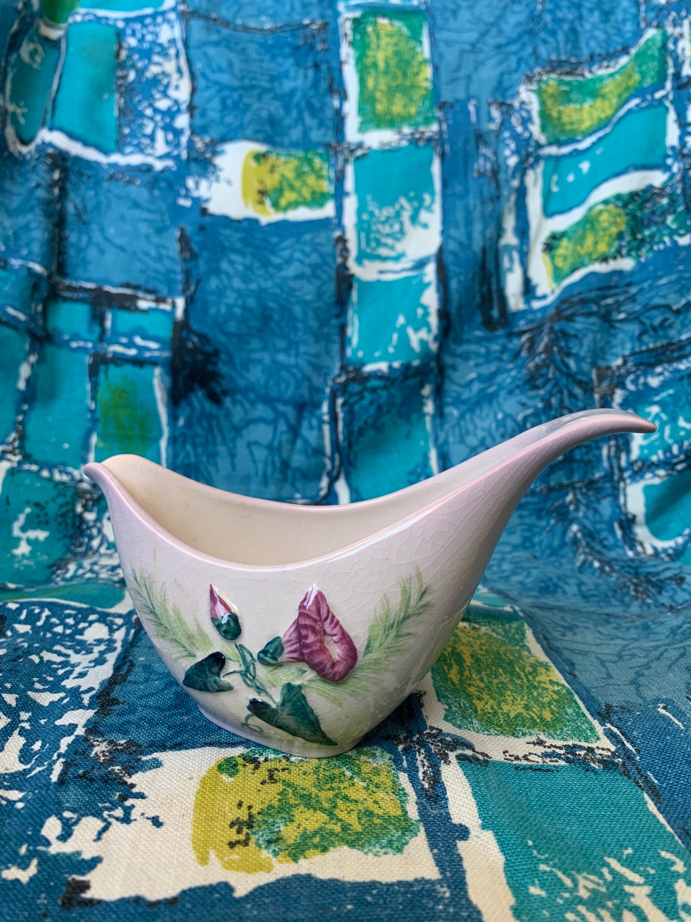 Carlton Ware Hand Painted Ceramic Gravy Boat Jug With Flower Etsy