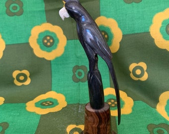Black Cockatoo statue Hand carved buffalo horn.