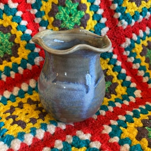 Vintage Australian Pottery posy vase with Remued style drip glaze and wavy flare lip