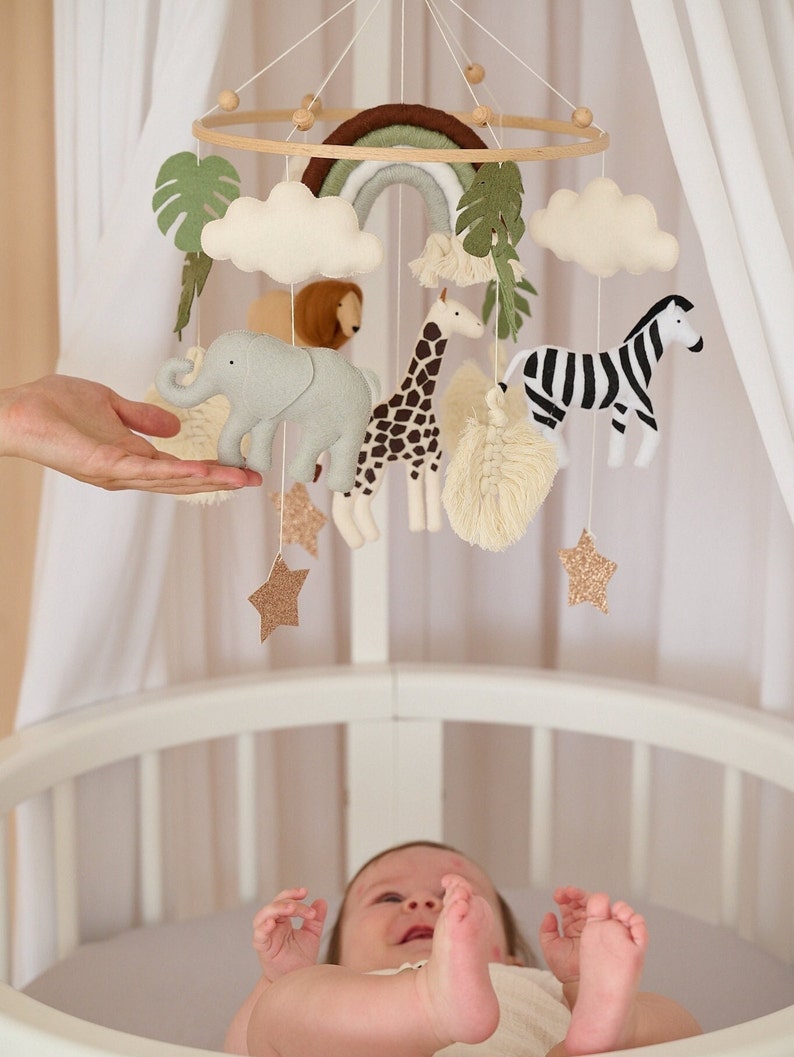 Safari Baby Mobile Baby Cot Mobile Safari Giraffe Elephant Etsy