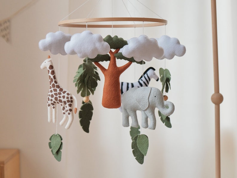 Safari Baby Mobile Baby Mobile Safari Giraffe Elephant Zebra Etsy