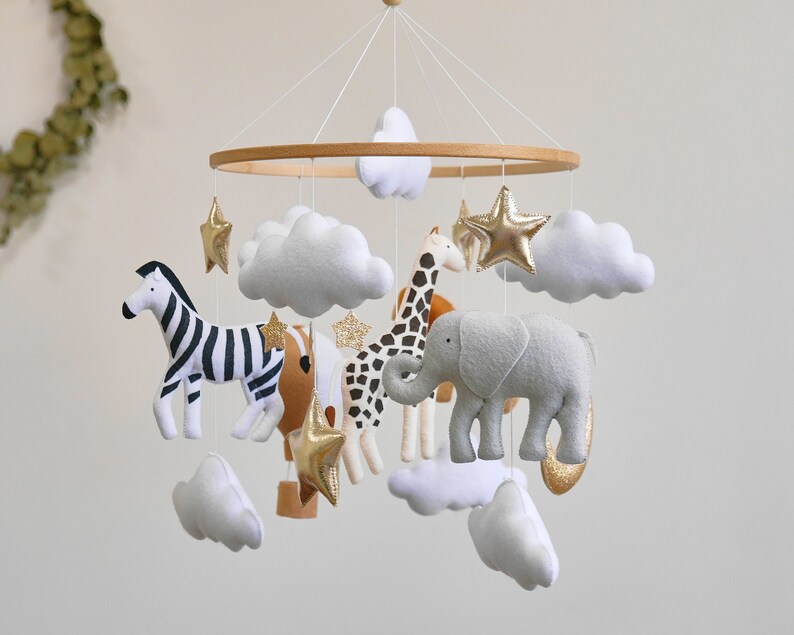 Safari Crib Mobile Baby Mobile Safari Giraffe Elephant Etsy