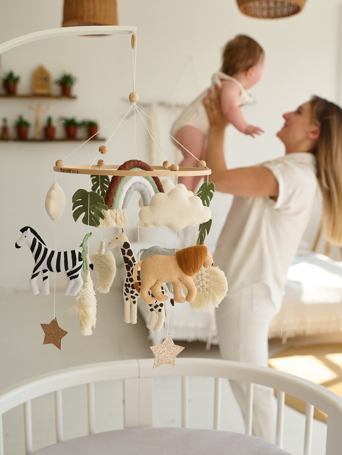 Safari Baby Mobile Baby Cot Mobile Safari Giraffe Elephant Etsy