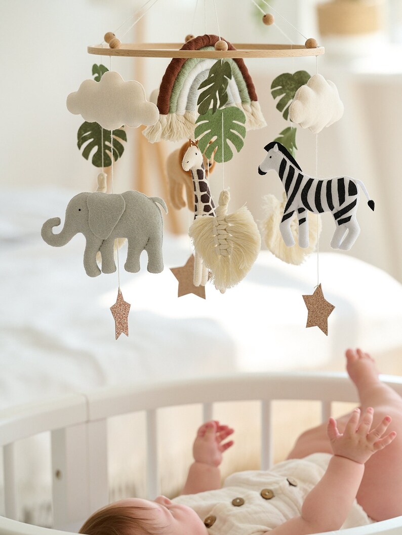 Safari Baby Mobile Baby Cot Mobile Safari Giraffe Elephant Etsy