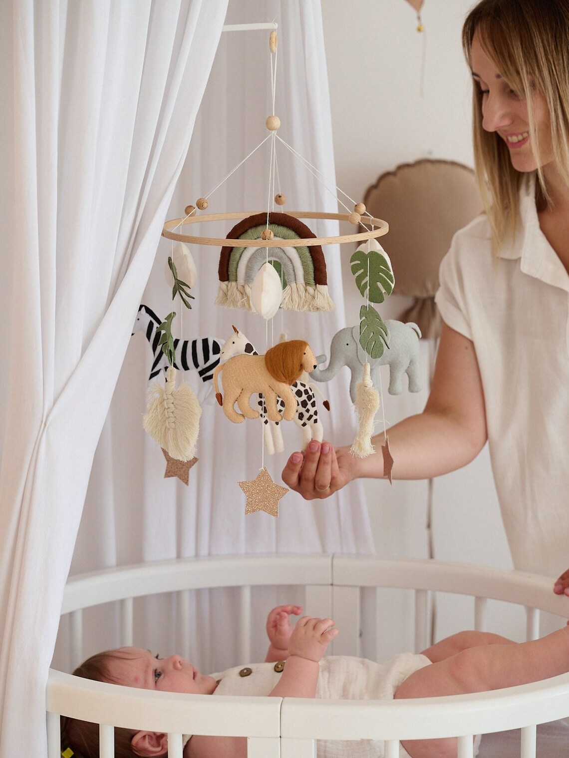 Safari Baby Mobile Baby Cot Mobile Safari Giraffe Elephant Etsy