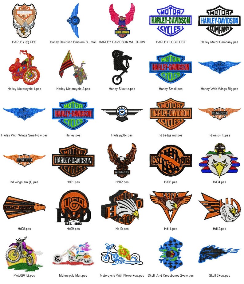 Harley Davidson Logo Embroidery Design Motorcycle Etsy