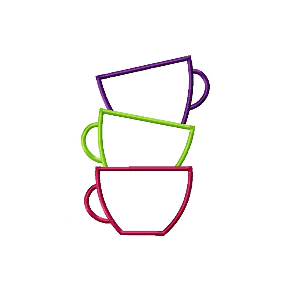 Tea cups applique embroidery design 3 sizes stack of cups  etsy Tea cups applique embroidery design 3 sizes stack of cups  etsy