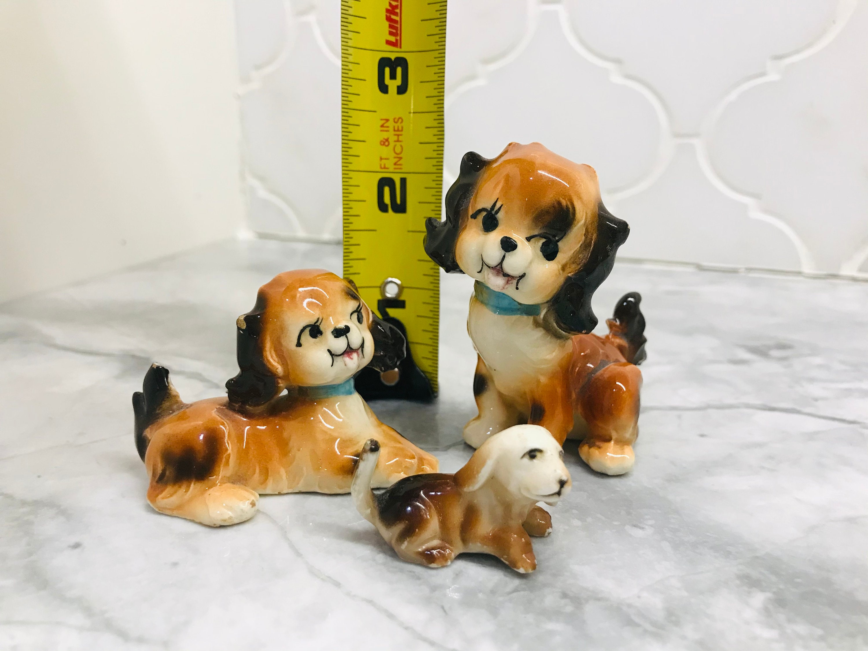 Vintage Miniature Ceramic Dog Figurines Set of 3 Etsy