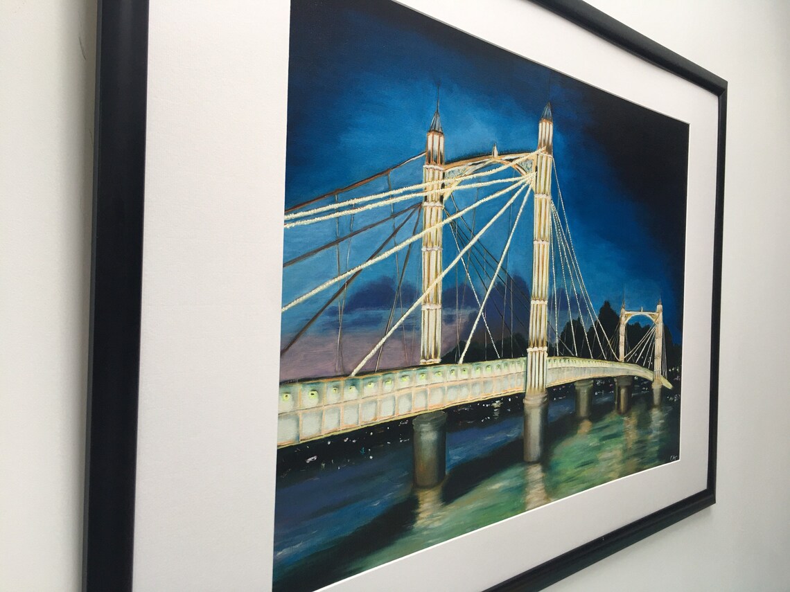 Albert Bridge Battersea London a large original landscape Etsy
