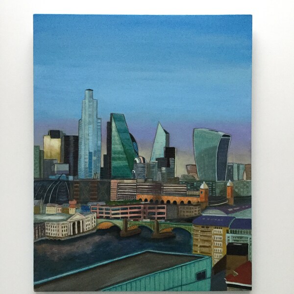 Large cityscape/City of London view from the Tate Modern - Original oil painting