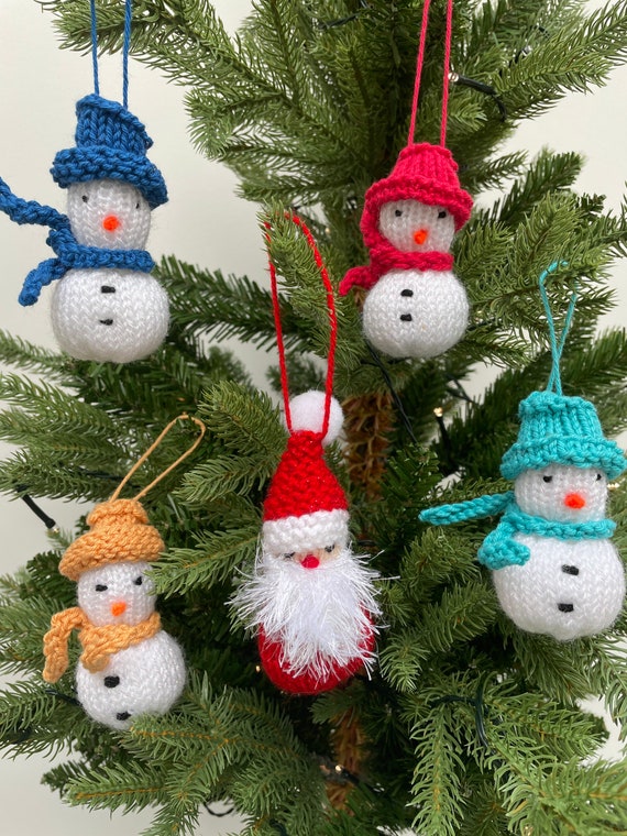 For Charity - Hand Knitted Snowman/ Father Christmas hanging Tree Decoration. 100% money raised goes to Charity.