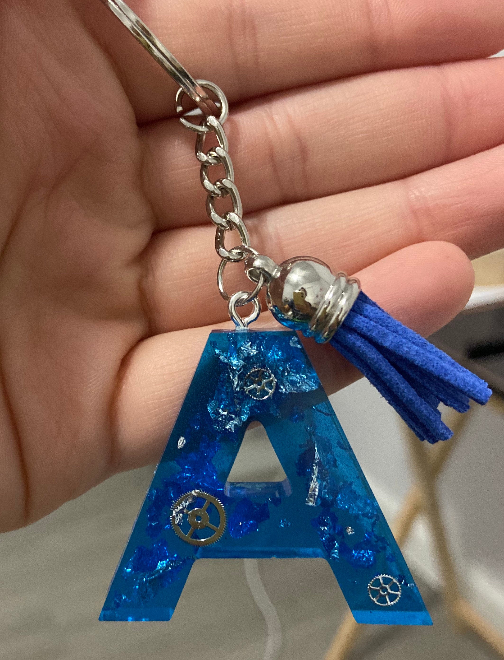 Epoxy Resin Letter Keychains with Color Etsy