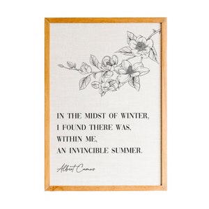 Albert Camus, In The Midst Of Winter.. Invincible Summer, The Stranger Minimalistic Print, Home Decor Art, Inspirational Gifts
