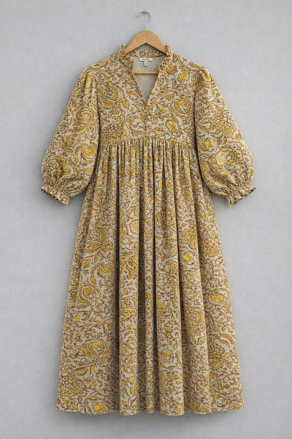 Indian Block Print Dress, Indian Cotton Dress, Cotton Maxi Dress, Cotton Midi Dress, Cotton Mini Dress, Floral Block Print, Indian Dress