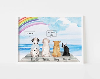 Personalized dog memorial print, dog memorial gift, Family dog portrait, dog sympathy gift, Custom family dog portrait, Christmas gift