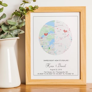 Cadeaux d'anniversaire, où tout a commencé, carte du lieu où nous nous sommes rencontrés, impression de carte personnalisée, cadeaux de remise des diplômes, cadeaux d'anniversaire pour elle, cadeau de mariage, interurbain
