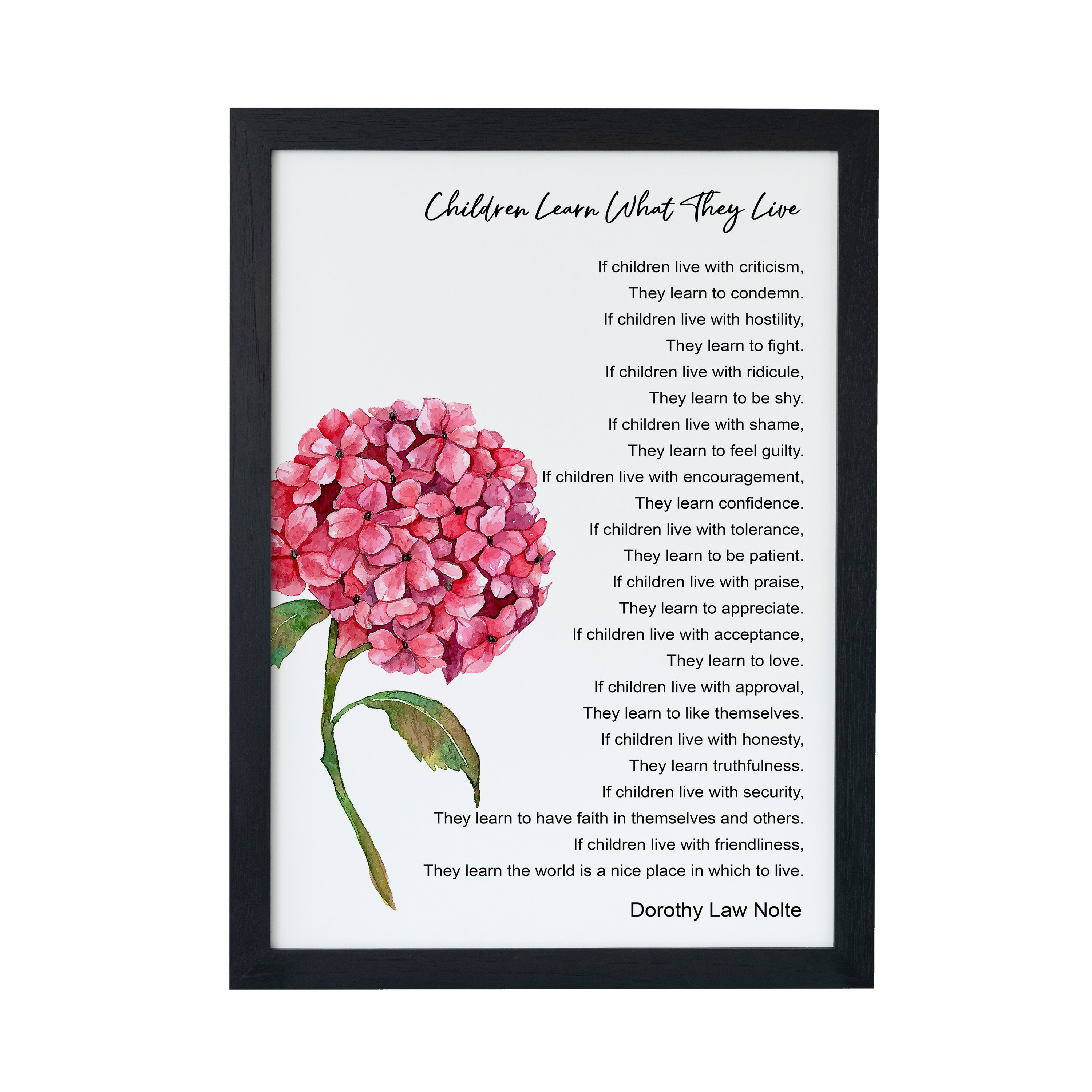Children Learn What They Live Poem, Dorothy Law Nolte, Wall Art Poster ...