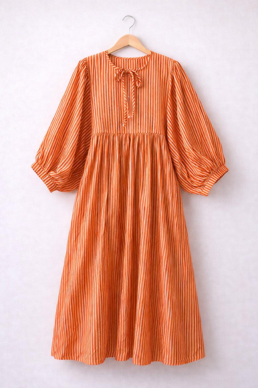womens brown casual dress Gauze Stripe Dress XS main image 0