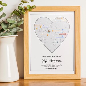 Beste Freundin Geschenke, Geburtstagsgeschenke, Individuelle Stadt Karte, Karte Poster, Individuelle Karte, Karte Druck, Geschenk zum Freundschaftstag, Geschenk für Sie