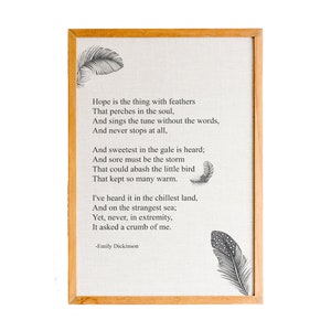 Emily Dickinson Zitat Druck, Wand Kunst, Buch Liebhaber Geschenk, Hope is a things with federn, Inspiration Geschenk, Büro Dekoration, Wohnen
