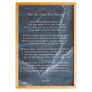 Have You Earned Your Tomorrow Edgar Guest Poem, Poetry print, Edgar quest print, Poem wall art, Inspirational quote, Office wall décor