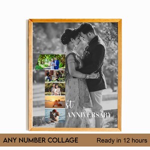 1st year Anniversary Photo Collage, Number Collage, Number Photo Collage, Gifts for Parents, Gifts for Him, Gifts for Her, Couple Collage