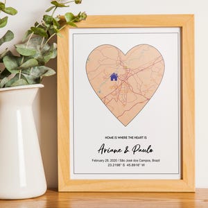 Benutzerdefinierte Karte, unsere erste Hauskarte, Valentinstag Geschenk für ihn, Jahrestag Geschenk, Hochzeitsgeschenk, Stadt Karte Druck, Herz Karte, personalisierte Geschenk