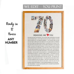 70 Reason We Love You Gift,70 Number Photo Collage, Birthday Gift,Anniversary Gift, Mom Birthday Gift, 70 Things About Dad, Gift for Friends