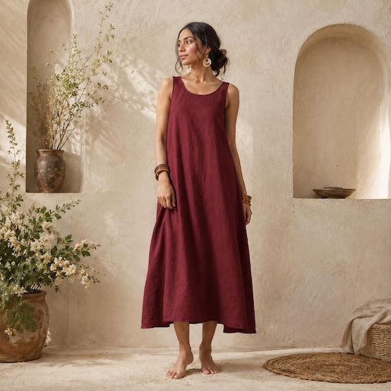ankle length cotton summer dresses Minimal Cotton, Tank Dress, Dresses, for Women, Sleeveless Bohemian, Midi Dress, Loose Fit, Lounge Dress, Relaxed, Dress Color:Ocean Blue endless possibilities regular fit aline evening dress Brown