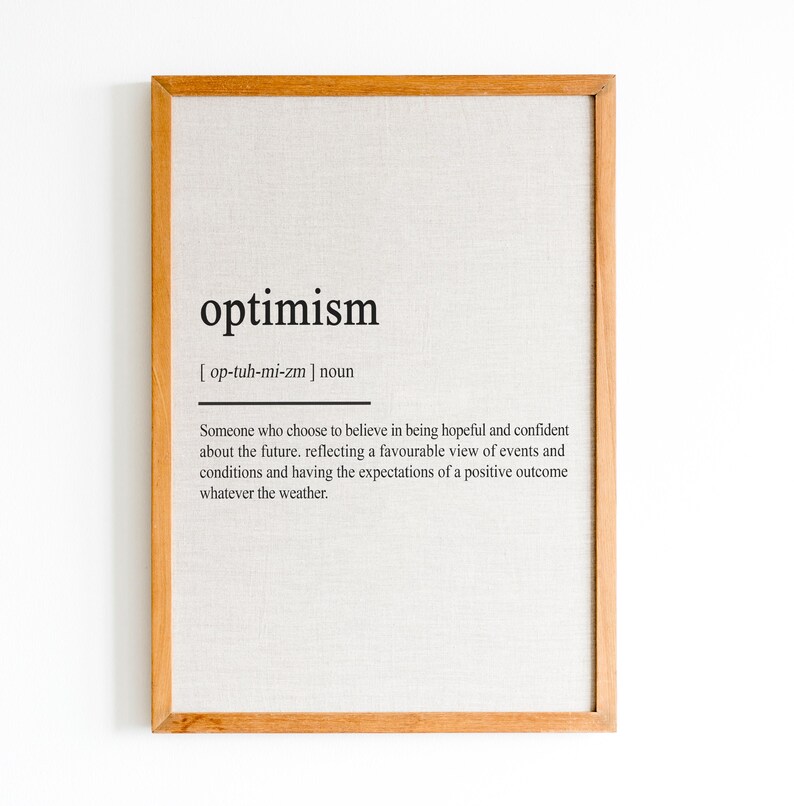 Optimism Definition Print, Self Love Wall Art, Definition Print ...