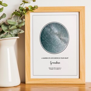 Mapa estelar por fecha, mapa estelar personalizado, mapa de constelaciones, impresión de mapas estelares, mapa del cielo nocturno, regalo de mapa personalizado, regalo para la abuela, regalo de Navidad