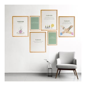 Teamwork Office Decor, Set of 6 Prints , Team Motivation Prints, Team Work Quotes, Inspirational Posters, Workplace Wall Art,