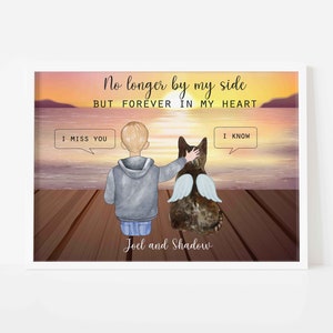 Pet memorial gift, Custom family pet portrait, Kids and pet print, Personalized pet memorial print, pet loss gift, Christmas gift