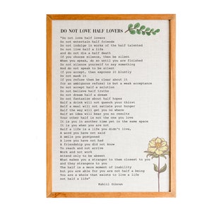 Kahlil Gibran Do Not Love Half Lovers Poetry Print, Wall Decor, Book Page Literary Art, Wall Art Print, Quotes Wall Art, Poem Wall Art Decor