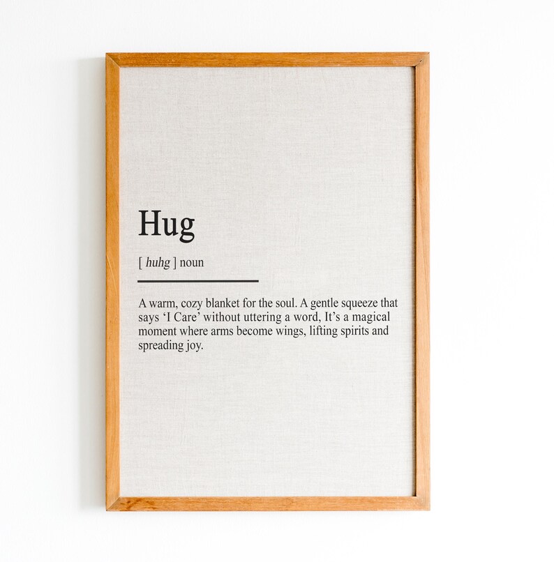 Hug Definition Wall Art Decor Print, Heartwarming Hug Meaning, Perfect ...
