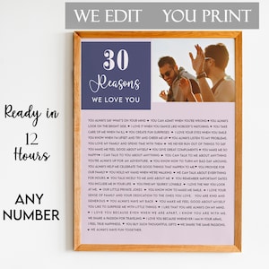 30 Reasons We  Love You Print, 30 Things We Love About You, 30 Reasons Why We Love You, 30th Birthday Gift, Gift for Friend, Christmas Gift