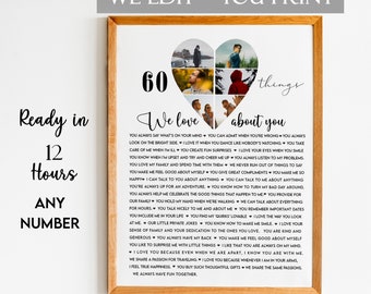 60 Reasons We love About You Print, Birthday Gift for Women, Birthday Gift for Men, Anniversary Gift, 60th Birthday, 60th Anniversary