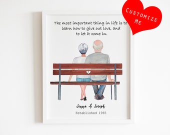 Old couple print, Old couple gifts, Old couple portrait, 50th Anniversary gift, 60th Anniversary, 65th Anniversary, Mom ,Cristmas gift