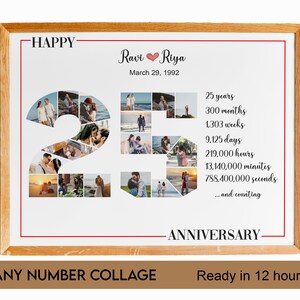25st Year Anniversary Photo Collage, Number Collage, Number Photo Collage, Gifts for Parents, Gifts for Him, Gifts for Her, Couple Collage