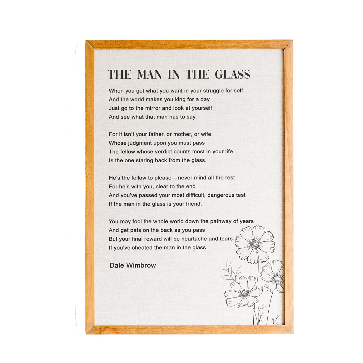 The Man in the Glass by Dale Wimbrow Poetry Art Print, Literature Wall Art, Poem Physical Print