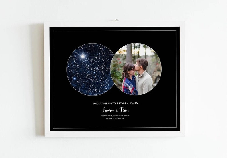 Star Map Custom, First Anniversary Gift, Constellation Map, Couple Gift, Night Sky Print, Gift for Her, Gift for Him, Christmas gifts image 1