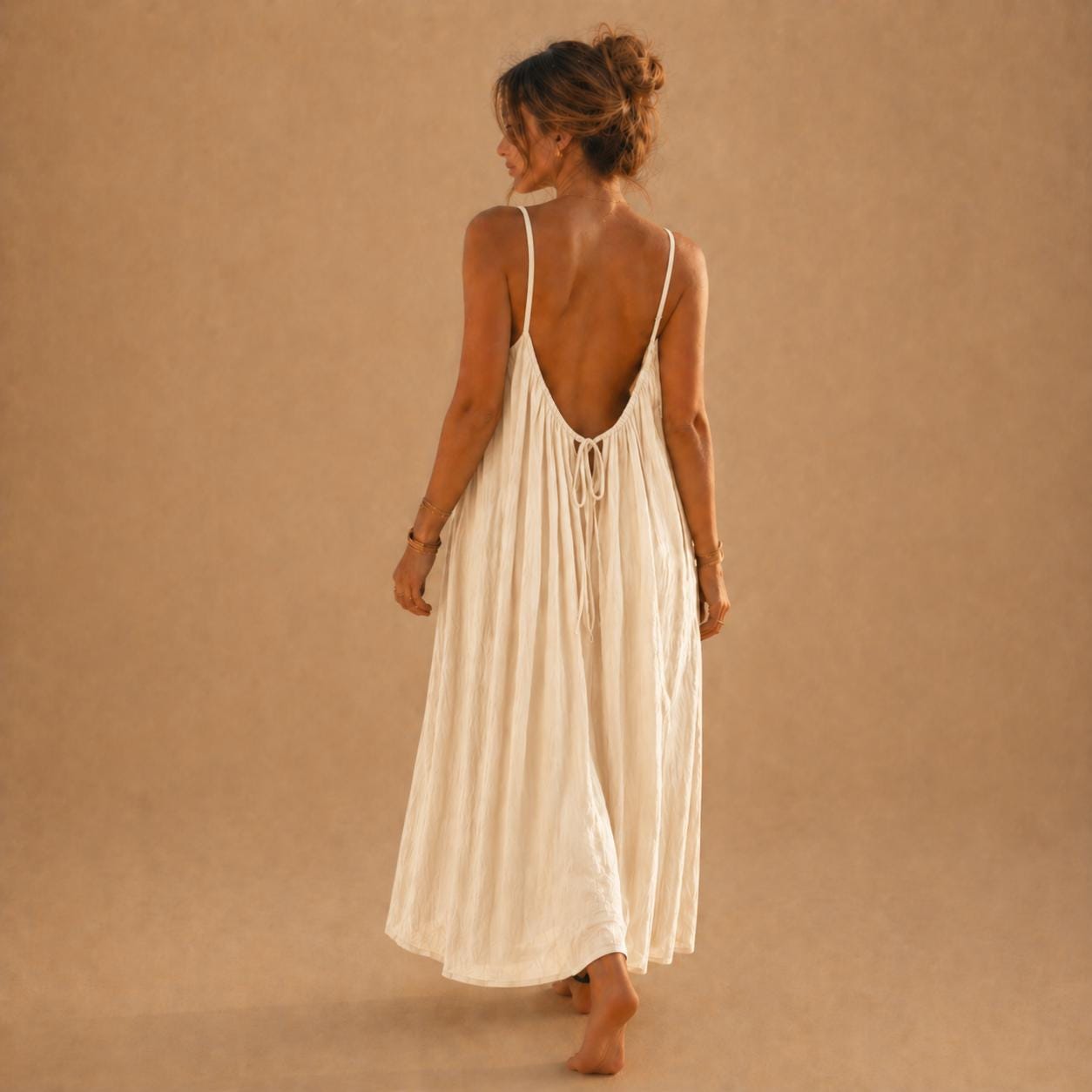 cotton backless maxi dress Backless Cami Dress Backless Dress House Dress for Women Sleeveless Long Cami Lounge Dress Backless for Indoor Outdoor Summer Wear 08-Gray L