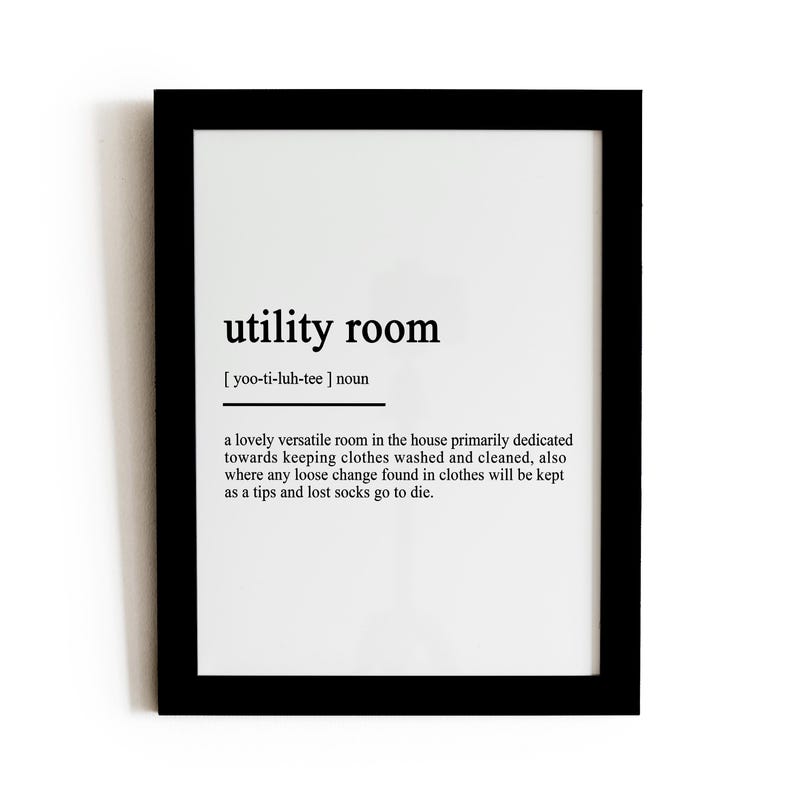 Utility Room Definition, Dictionary Art, Utility Room Print, Laundry