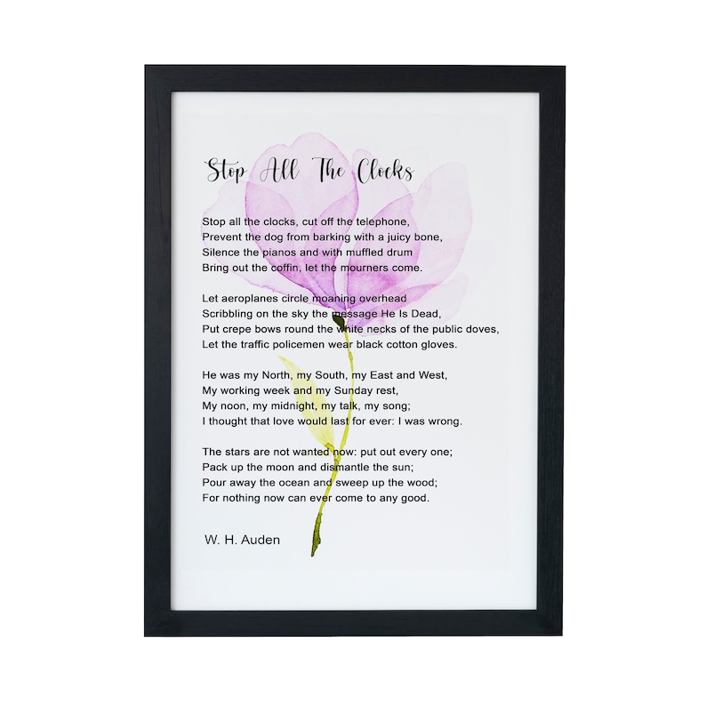 Stop All the Clocks W. H. Auden Funeral Blues Poem, Four Weddings